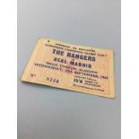 A 1963 RANGERS F.C. VS REAL MADRID ENCLOSURE TICKET