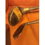 A LOT OF TWO SET OF VINTAGE GOLF CLUBS IN BAGS