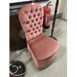 A MAHOGANY LEATHER TOPPED DESK AND AN UPHOSTERED CHAIR