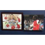 A CANVAS SIGNED BY EMMANUEL ADEBAYOR AND CANTONA PRINT