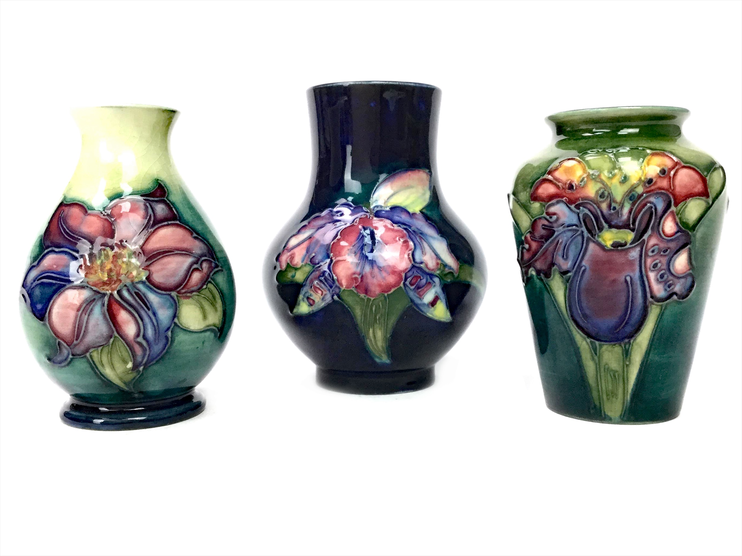 A LOT OF THREE MID-CENTURY MOORCROFT VASES