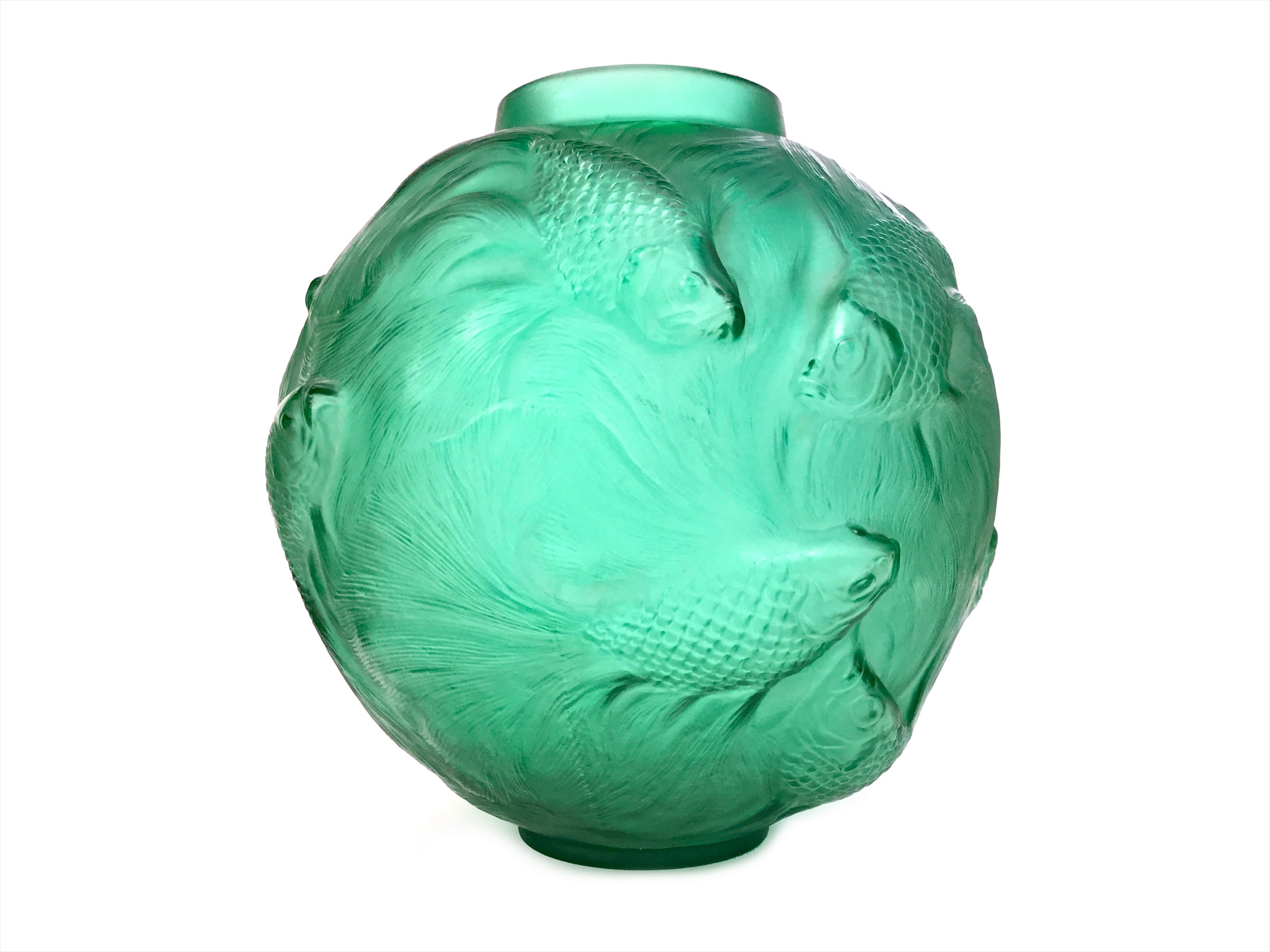 AN EARLY 20TH CENTURY RENE LALIQUE 'FORMOSE' GREEN GLASS VASE - Image 2 of 5