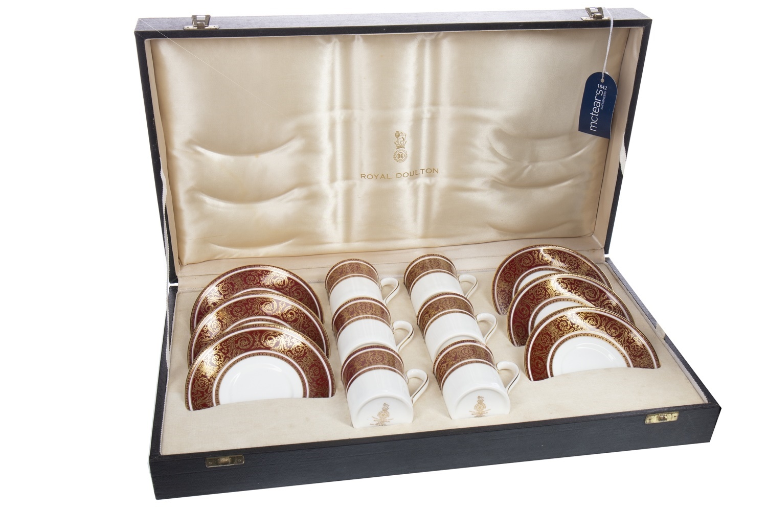 A CASED ROYAL DOULTON 'BUCKINGHAM' PATTERN COFFEE SERVICE