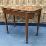 A REGENCY MAHOGANY ‘D’ SHAPED TURNOVER TEA TABLE