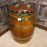 COOPER OAK AND BRASS BOUND MEAL BARREL