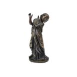 A 19TH CENTURY BRONZE FIGURE OF A GIRL AND A BIRD