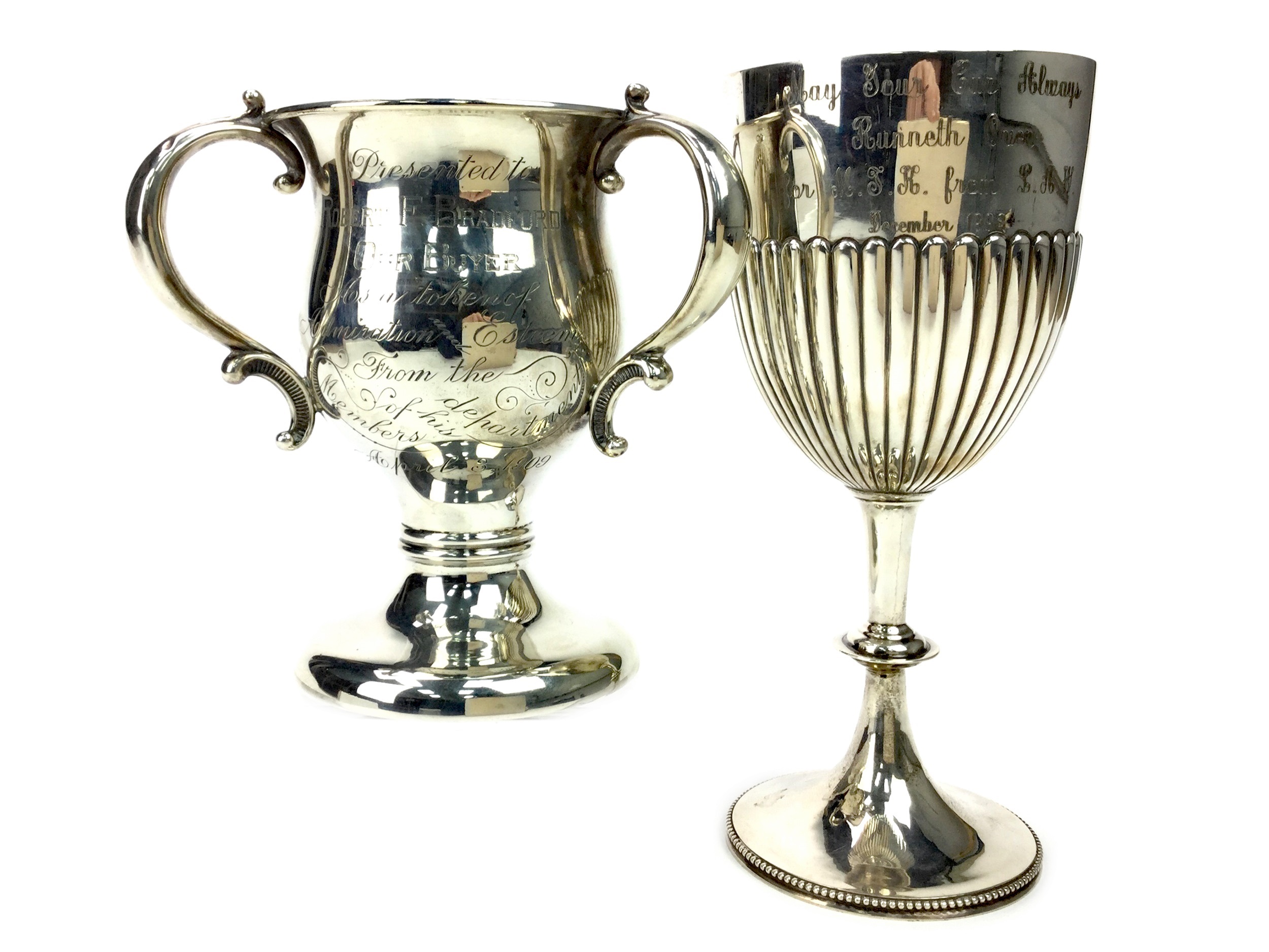 AN EARLY 20TH CENTURY SILVER TYG ALONG WITH A GOBLET