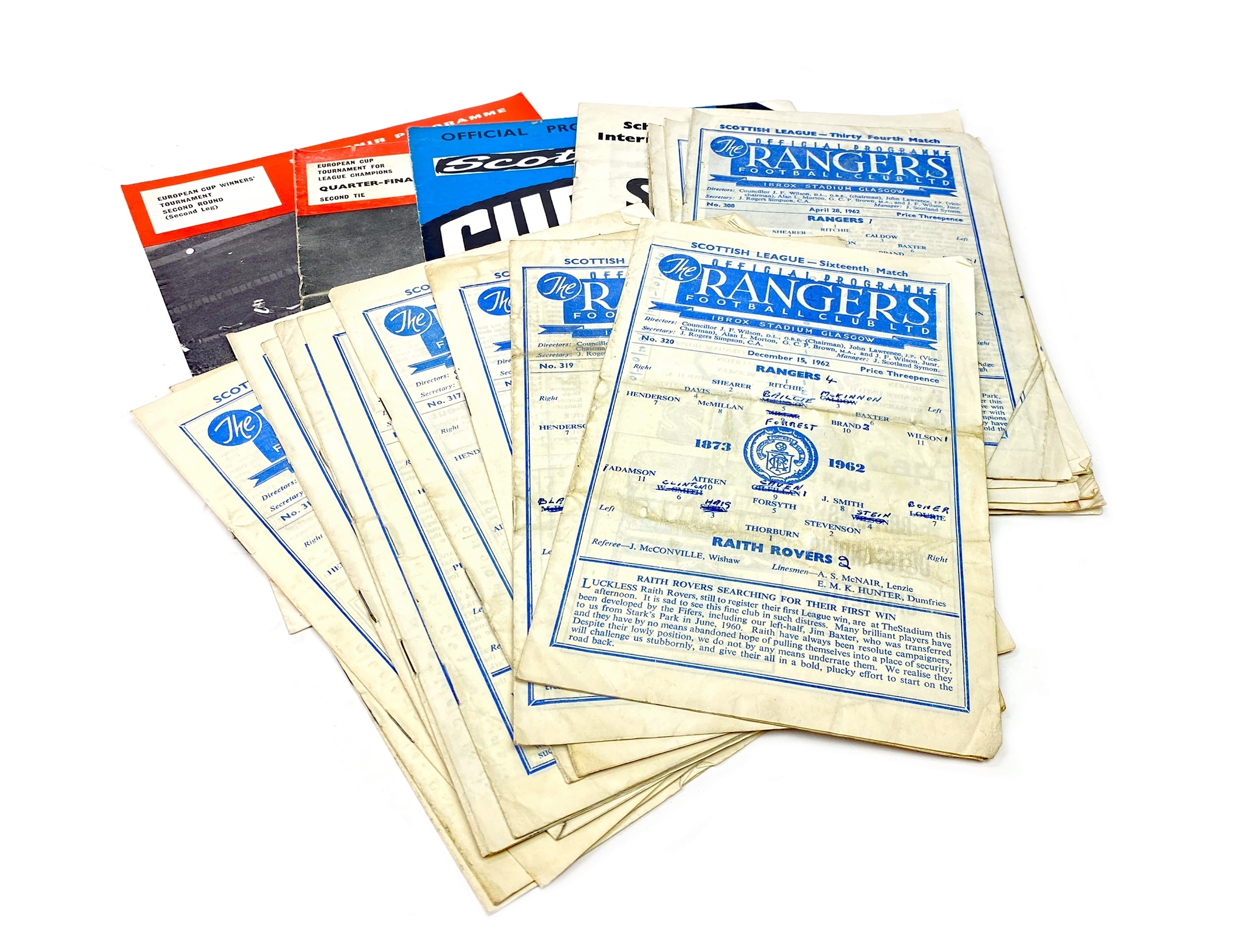 A LOT OF RANGERS F.C. PROGRAMMES DATING FROM 1962