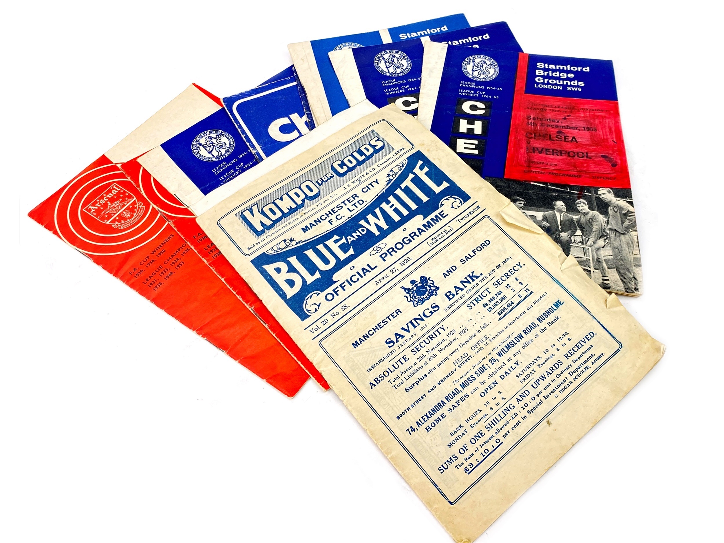 A MANCHESTER CITY F.C. BLUE AND WHITE OFFICIAL PROGRAMME AND OTHER FOOTBALL PROGRAMMES