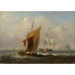 SCHOONER OFF THE BASS ROCK, AN OIL BY WILLIAM CALCOTT KNELL