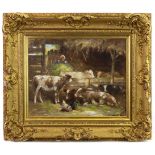 COWS FEEDING, AN OIL BY GEORGE SMITH