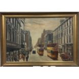 SAUCHIEHALL STREET, GLASGOW, AN OIL BY PETER ST CLAIR MERRIMAN