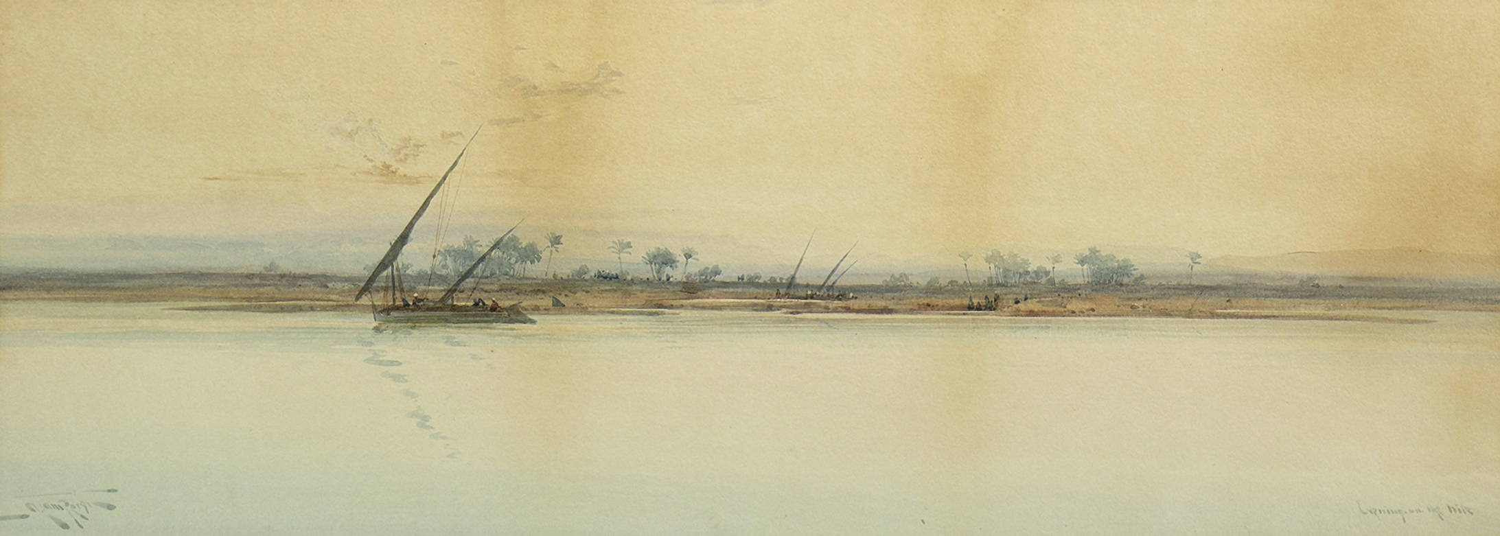 EVENING ON THE NILE, A WATERCOLOUR BY AUGUSTUS OSBORNE - Image 2 of 2