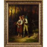 COURTING COUPLE, AN OIL BY