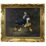 DUCKS AND DUCKLINGS, AN OIL BY BERRISFORD HILL