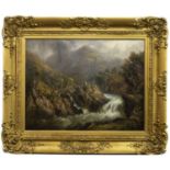 WATER RAPIDS IN A HIGHLAND GLEN, AN OIL