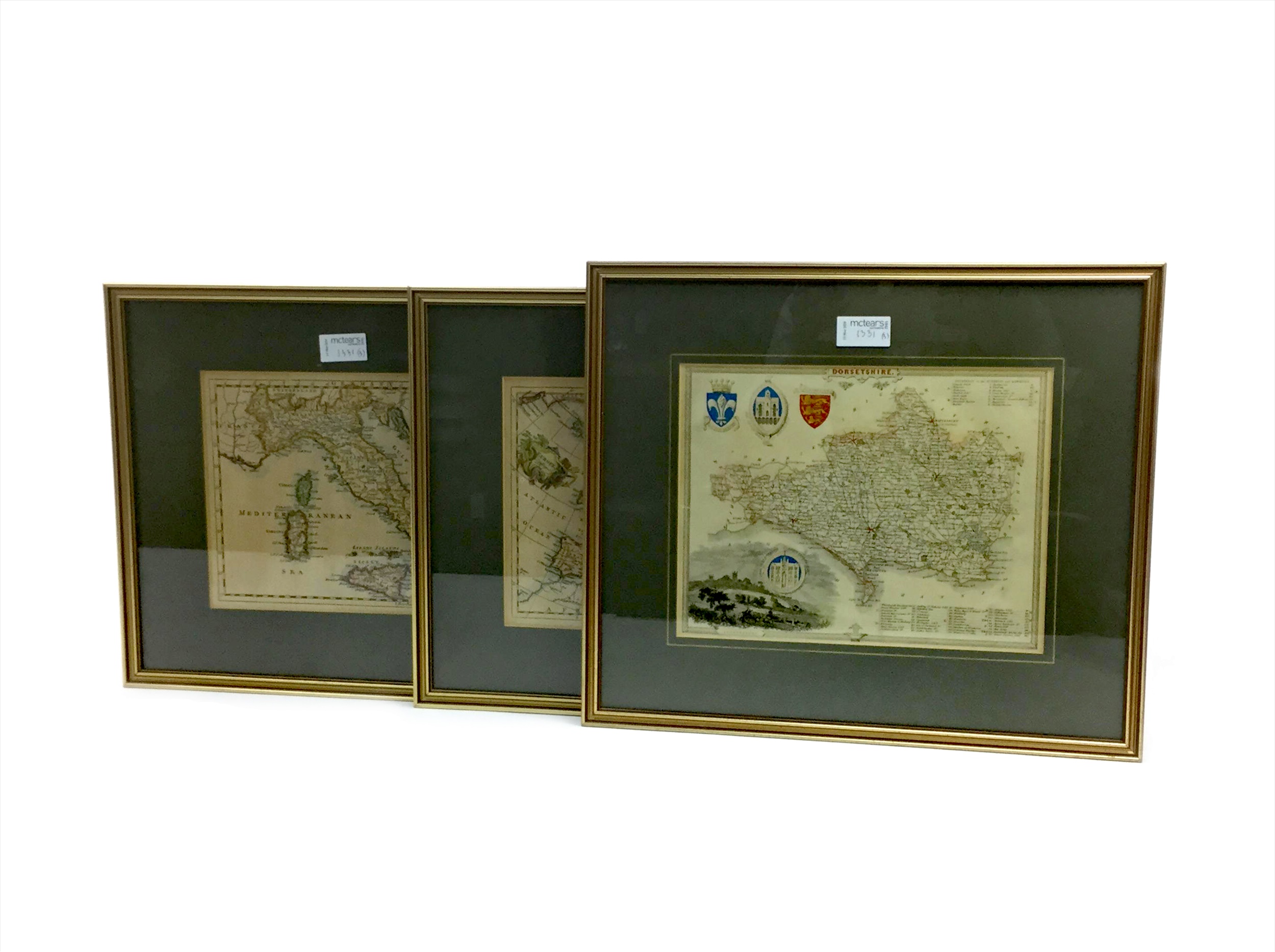 A LOT OF THREE SMALL HAND COLOURED MAPS