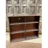 A 19TH CENTURY MAHOGANY OPEN WALL MOUNTING BOOK RACK