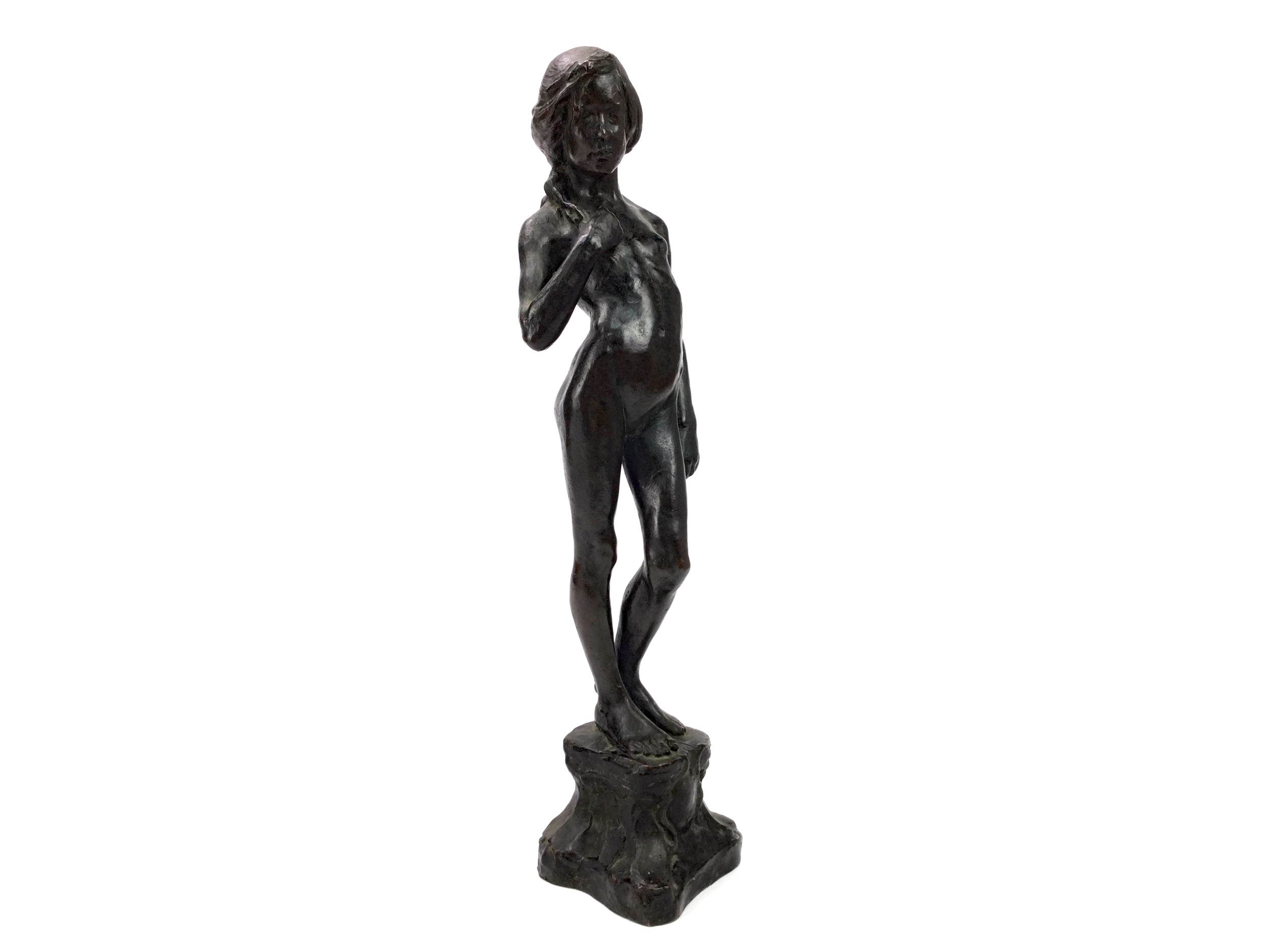A LATE 19TH CENTURY BRONZE FIGURE OF A GIRL - Image 2 of 2