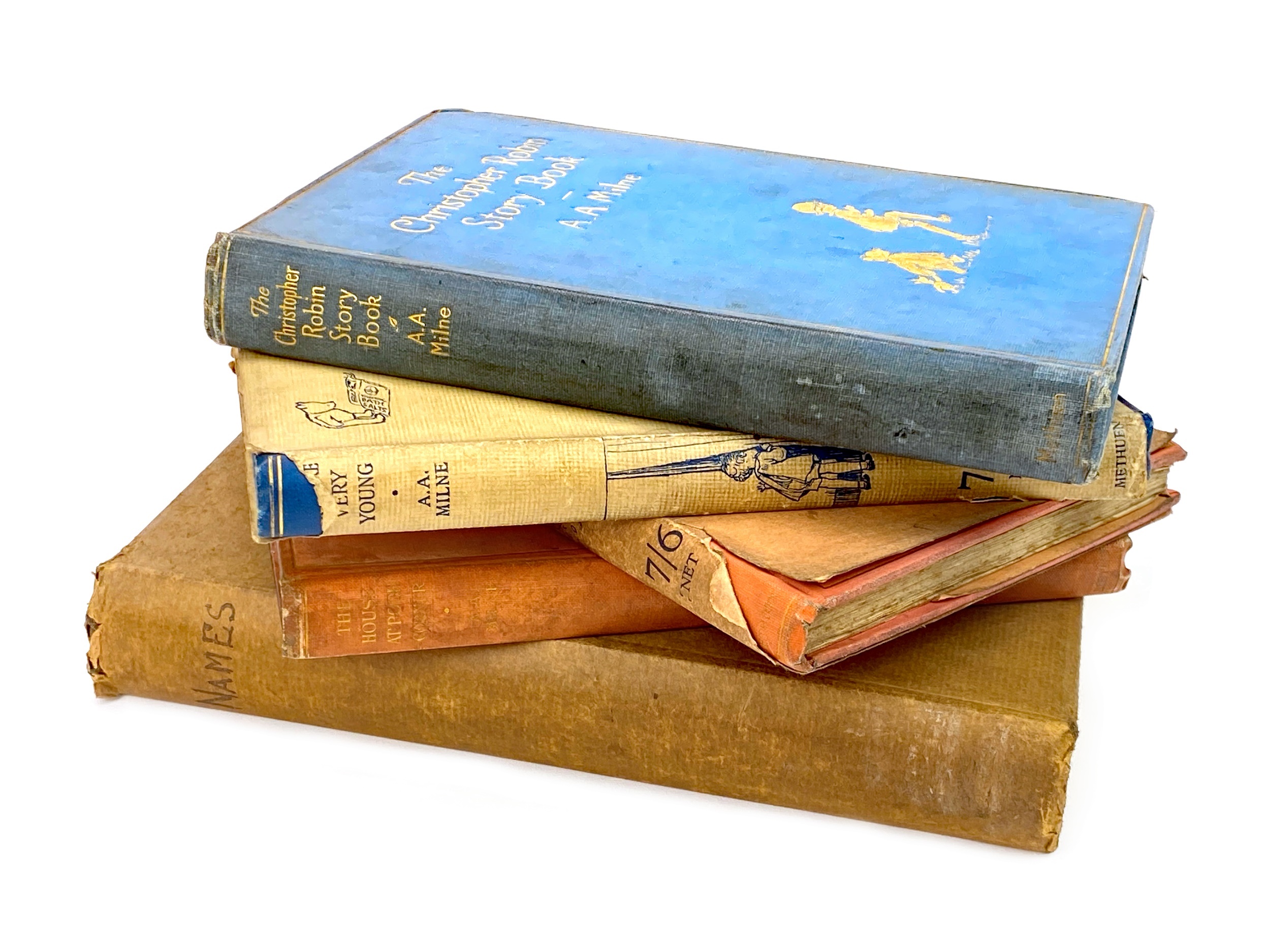 A LOT OF TWO FIRST EDITION COPIES OF THE HOUSE AT POOH CORNER BY A.A. MILNE, AND TWO OTHERS