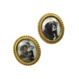 QUEEN VICTORIA INTEREST - PAIR OF MEMORIAL DRESS STUDS OF HER COLLIE DOGS