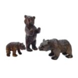 A LOT OF THREE EARLY 20TH CENTURY BLACK FOREST CARVED BEARS