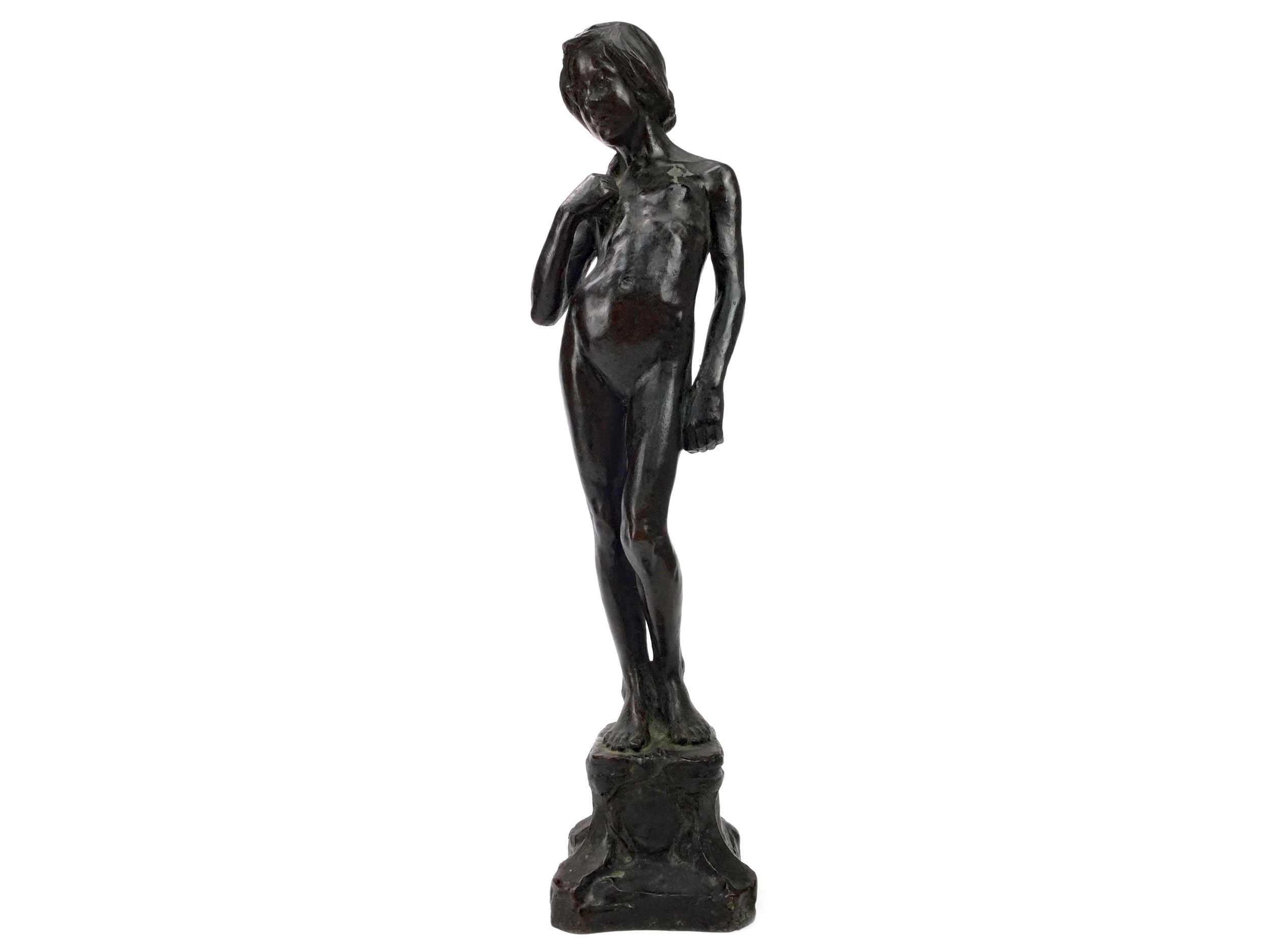 A LATE 19TH CENTURY BRONZE FIGURE OF A GIRL