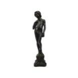 A LATE 19TH CENTURY BRONZE FIGURE OF A GIRL