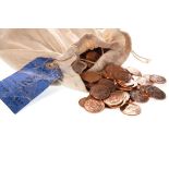 A BANKER'S BAG OF UNCIRCULATED HALF PENNIES DATED 1967