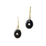A PAIR OF ONYX AND DIAMOND EARRINGS