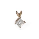 A DIAMOND SINGLE STONE PENDANT