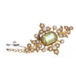 AN EDWARDIAN GEM AND SEED PEARL BROOCH