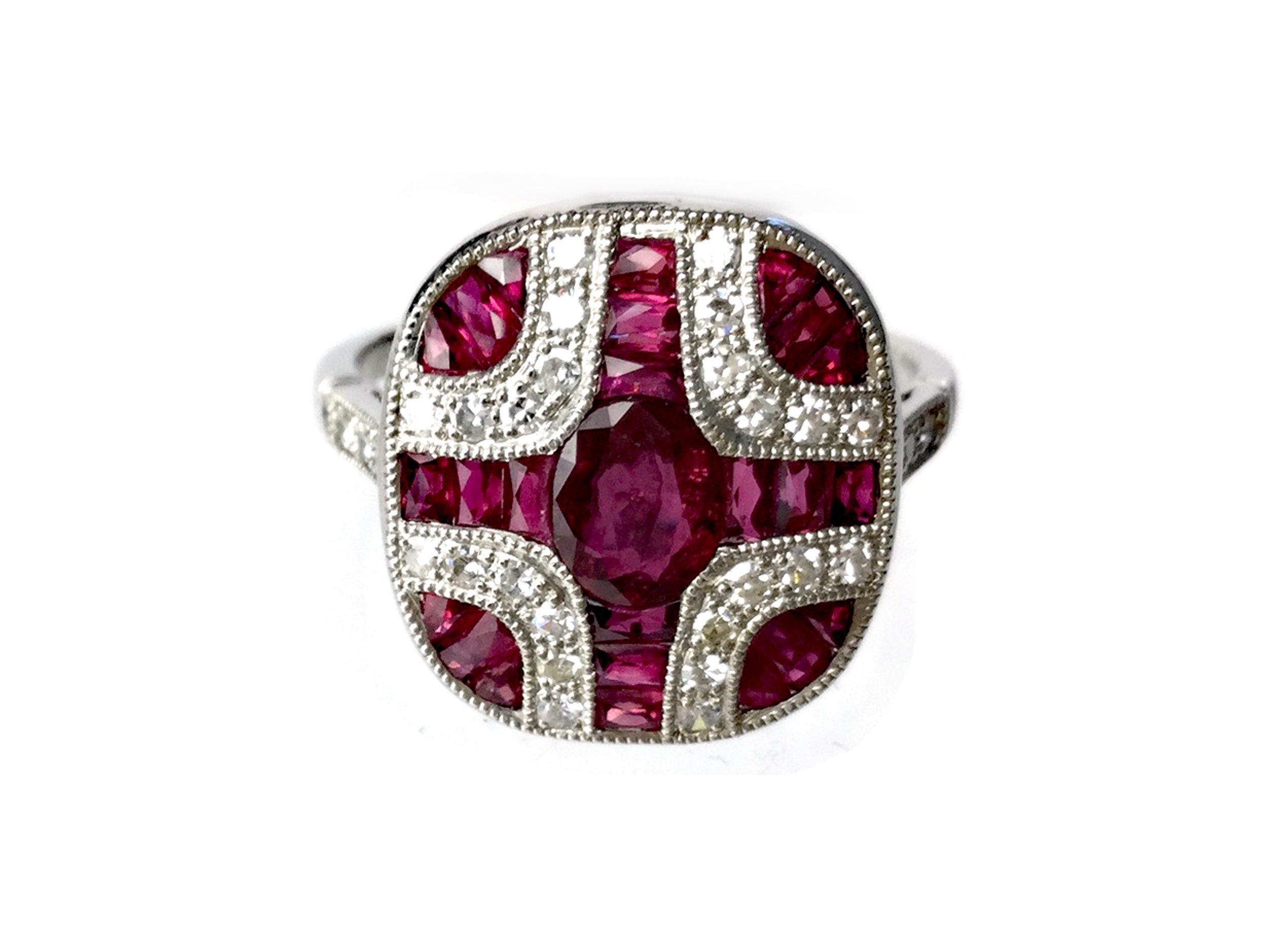 A RUBY, SPINEL AND DIAMOND RING