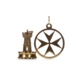 A MALTESE CROSS PENDANT AND A SEAL FOB