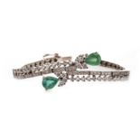 AN IMPRESSIVE GREEN GEM AND DIAMOND BRACELET