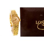 A LADY'S GOLD PLATED LONGINES WRIST WATCH