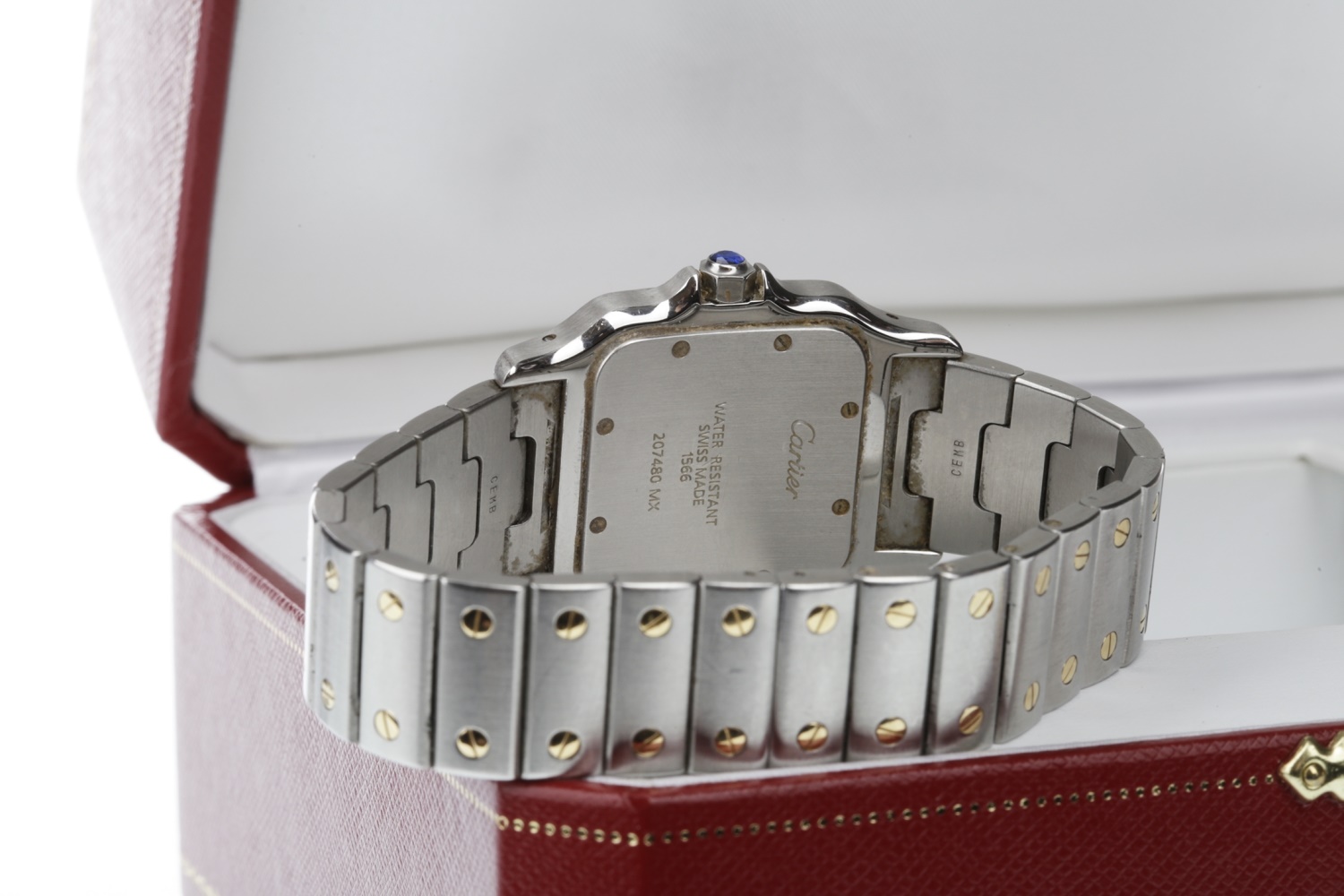 A CARTIER SANTOS BI COLOUR WRIST WATCH - Image 3 of 12