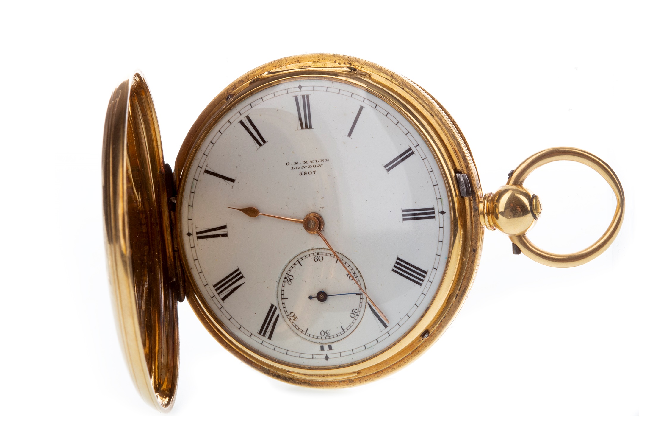 A GOLD FULL HUNTER POCKET WATCH