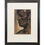 MALE HEAD, A PASTEL BY PETER HOWSON