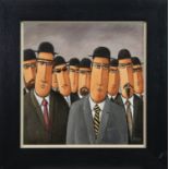 MEN IN BLACK, AN OIL BY STAN MILNE