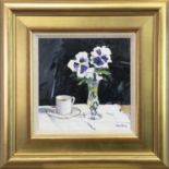 STILL LIFE WITH PANSIES, AN OIL BY ROBERT KELSEY