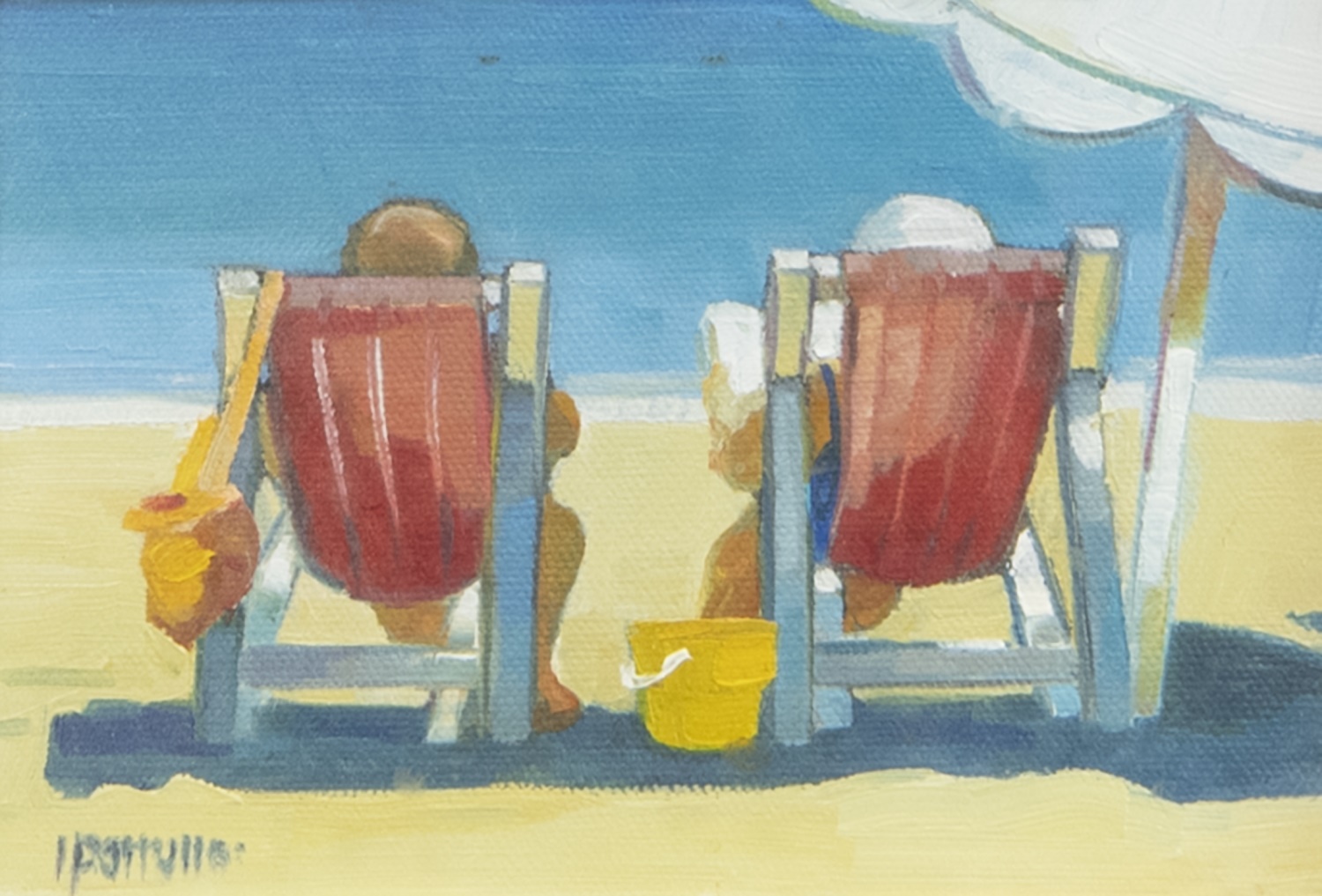 A SEAT IN THE SUN, AN OIL BY LIN PATTULLO - Image 2 of 2