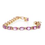 A PINK SAPPHIRE AND DIAMOND BRACELET