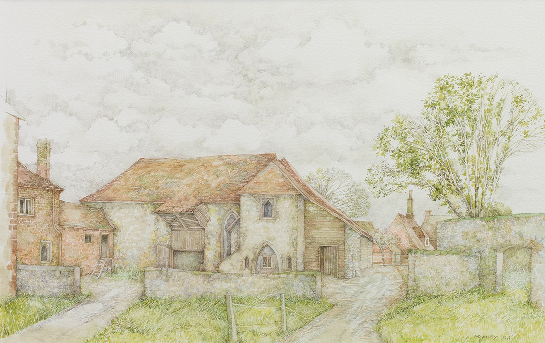 OLD FARM HOUSE, KENT, A WATERCOLOUR BY ANNA DUDLEY NEILL - Image 2 of 2