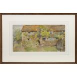 HERTFORDSHIRE COUNTRY COTTAGE, A WATERCOLOUR BY DAVID WOODLOCK