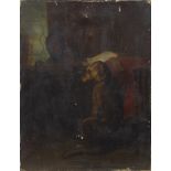 DOG IN INTERIOR, AN OIL BY EDWARD ARMFIELD