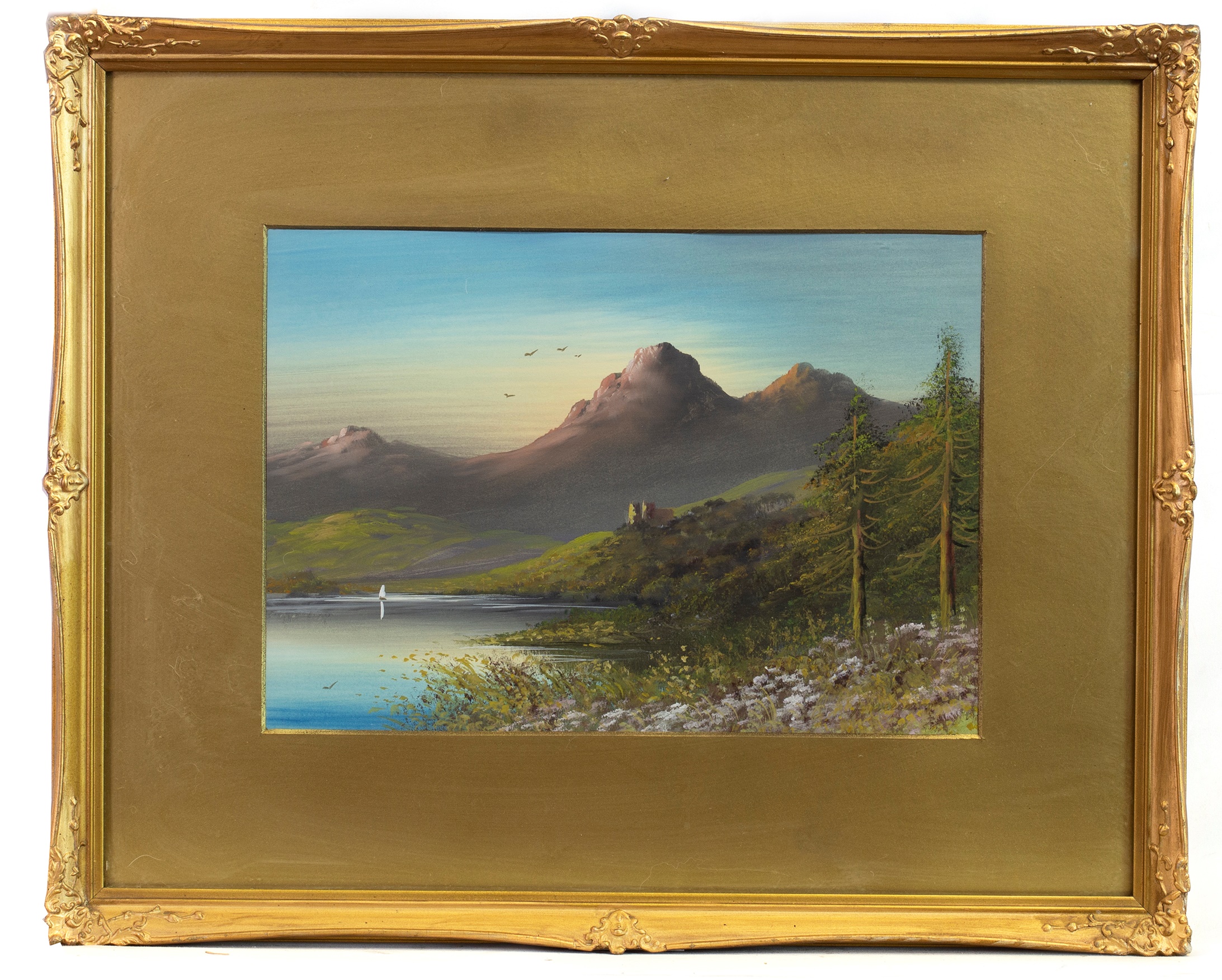 SUNSET OVER LOCH DOCHART, A GOUACHE BY ROBERT MARSHALL