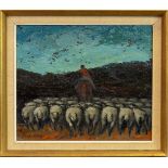 SHEPHERD WITH HIS FLOCK, AN OIL BY CHARLES WHITE