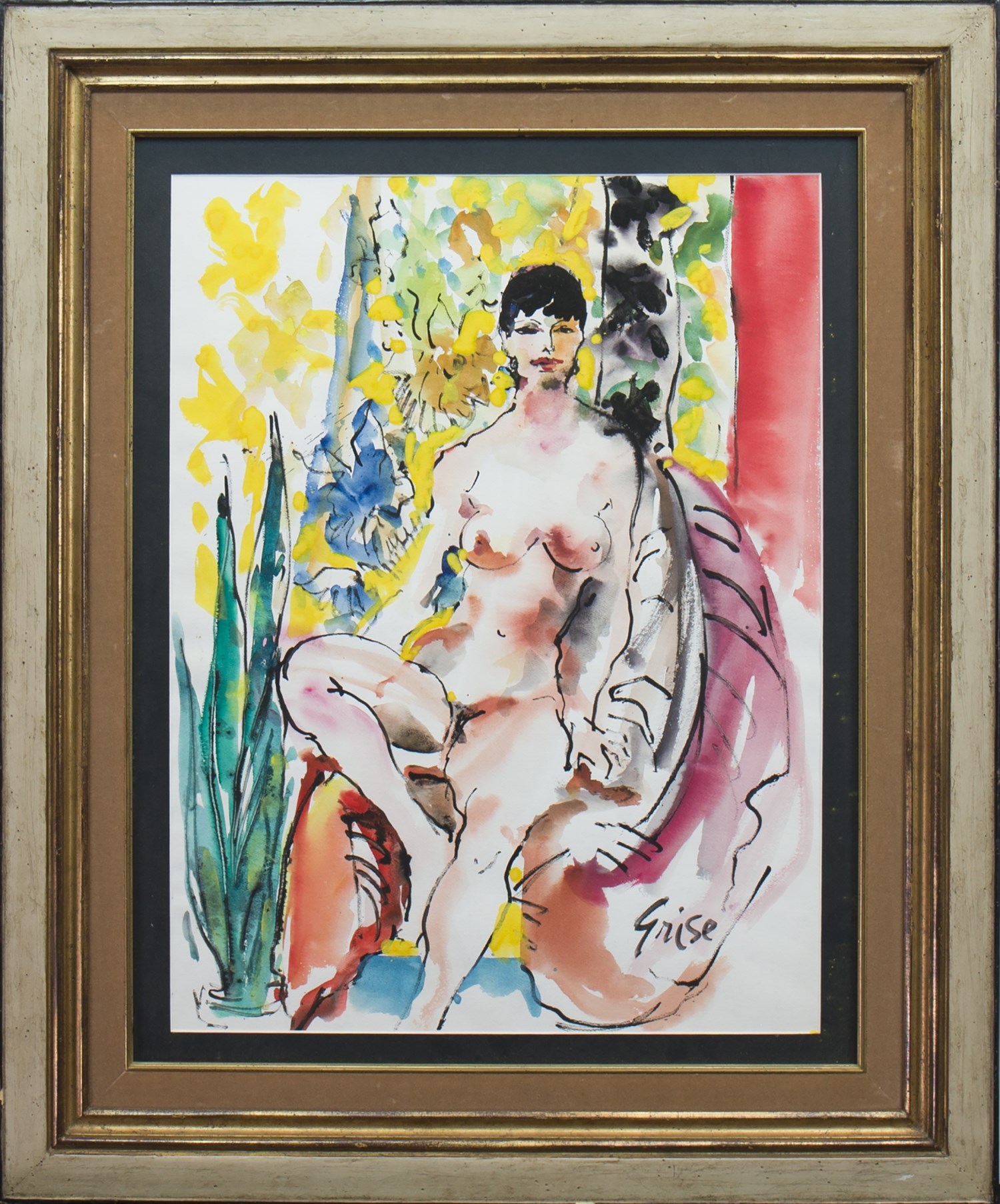 SEATED NUDE, A WATERCOLOUR BY HENDRIK GRISE