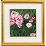PINK ROSES, AN OIL BY L D JAMIESON